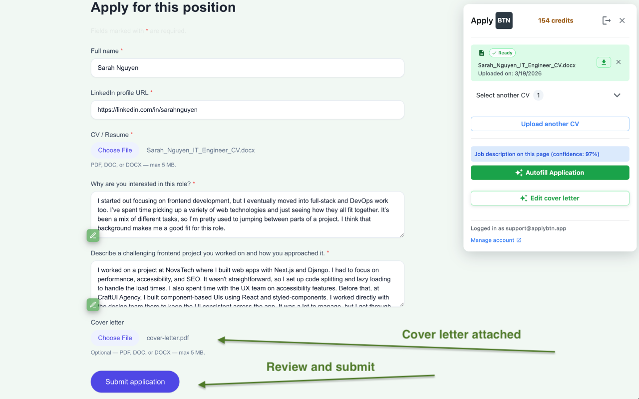 Review, refine, and copy the final answers before submitting the application